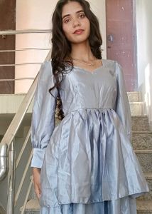Elegant Blue Tiered Dress