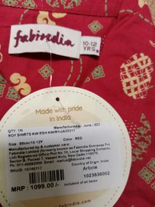 Fab india red printed casual shirts
