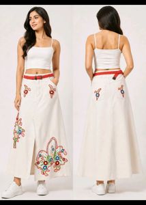 Customized Embroidered Denim skirt