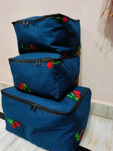🇳🇿💫🎀Set of 3 Embroidered Storage Bags