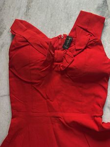Chic Red Bow Detail Dress