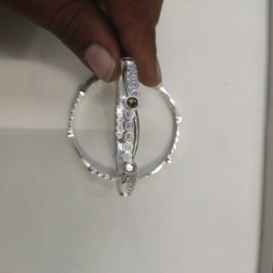 925 Hallmark pure Silver CZ Bangles (Size 2/2)
