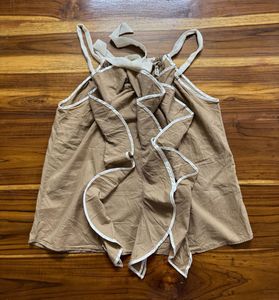 Ruffled Sleeveless Brown Top