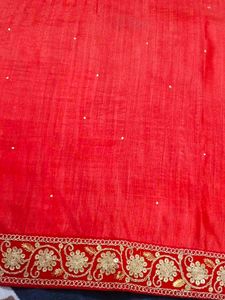 Viral saree with Red velvet lace&amp; freebie 🎁
