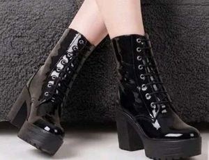 Black Platform Lace-Up Boots