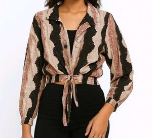 Striped Tie-Front Blouse