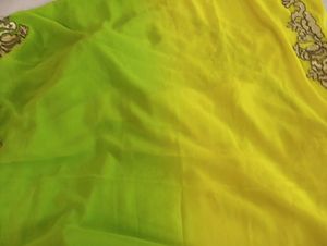 Elegant Green &amp; Yellow Saree