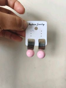 Chic Pink Ball Hoop Earrings