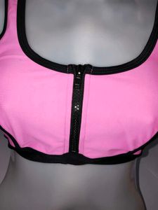 Premium Pink High-Support Front-Zip Sports Bra