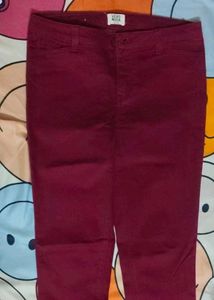 Maroon Straight Fit Premium Jeans