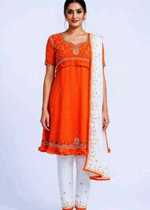 Orange Anarkali Kurta Set