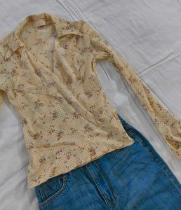 Floral Print Wrap Blouse