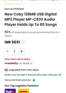 Coby imported MP3 player