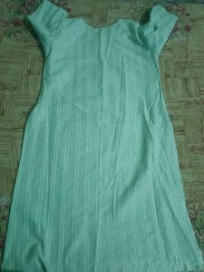 Mint Green Kurta with Floral Neckline