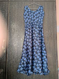Blue Floral Print Maxi Dress