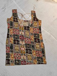Stylish Printed Sleeveless Kurta
