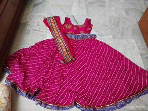 Vibrant Pink Leheriya Lehenga Choli Set