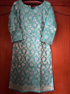 Elegant Teal Brocade Kurta