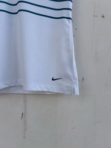 authentic Nike White Striped Polo T-Shirt