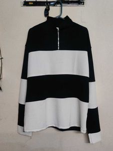 Chic Black & White Striped Sweater