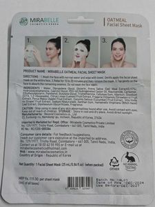 Mirabelle Oatmeal Facial Sheet Mask