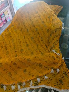 Yellow Printed Dupatta with Tassels pack of 1