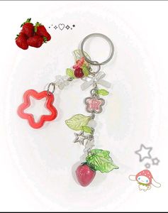 Cute Floral Strawberry Keychain