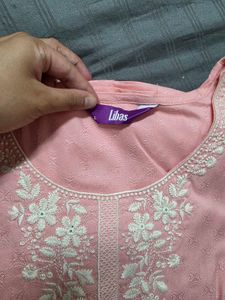 Libas Floral Embroidered Dobby Straight Kurta