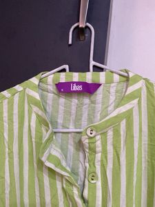 Green &amp; White Striped Kurta