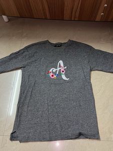 Grey T-Shirt with Floral 'A' Design