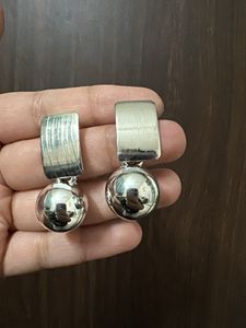 Chunky Silver Ball Drop Earrings