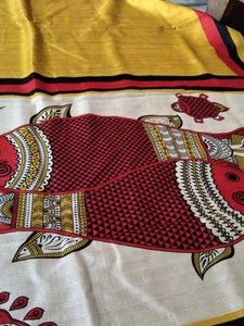 Elegant Yellow Saree with Red &amp; Black Border