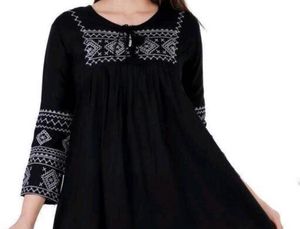 Embroidered Black Casual Kurta