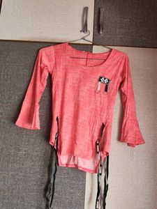 Pink Bell Sleeve Top with Trendy Straps