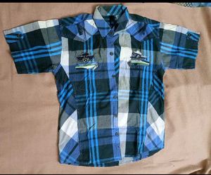 Blue Plaid Short Sleeve Shirt