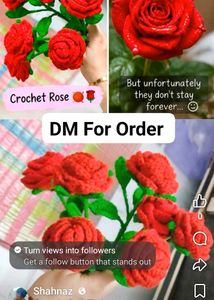Handmade Crochet Red Roses