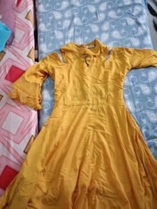 Yellow Cold Shoulder Flared Dress