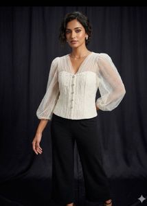 Elegant White Textured Blouse