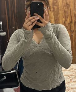 Cute Textured Long Sleeve Top