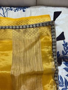 Vibrant Yellow Saree with Tassels