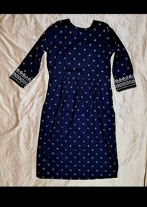Blue Nyra Cut Embroidery Kurti Set