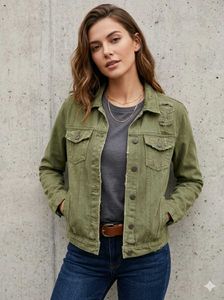 Roadster Olive Green Denim Jacket