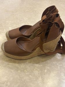 Espadrille Wedge Sandals with Tie-Up
