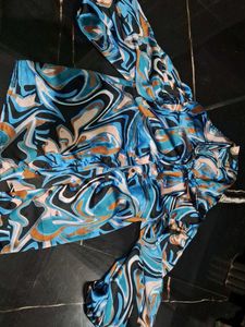 Boho Swirl Print Puff Sleeve Top
