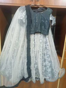 Grey Floral Lehenga