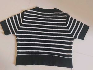 Black &amp; White Striped Knit Top