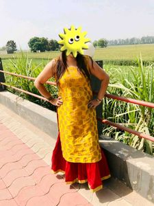 Yellow & Red Kurta Set