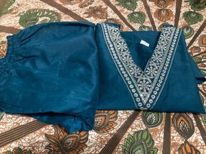 Teal Embroidered Kurta Set