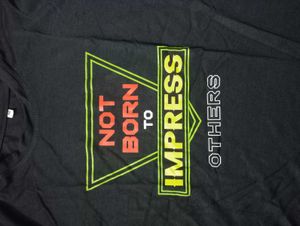 blue t shirt. Graphic Tee "Not Born To Impress"