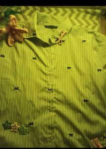 Striped Bow Print Casual Shirt